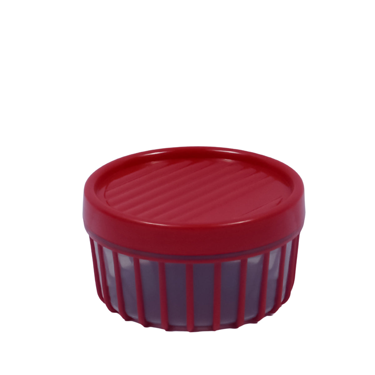 1pc Stripe Small Plastic Storage Jars with Airtight Lids 400 ml– Teal Green, Red, White & Grey - Habitt