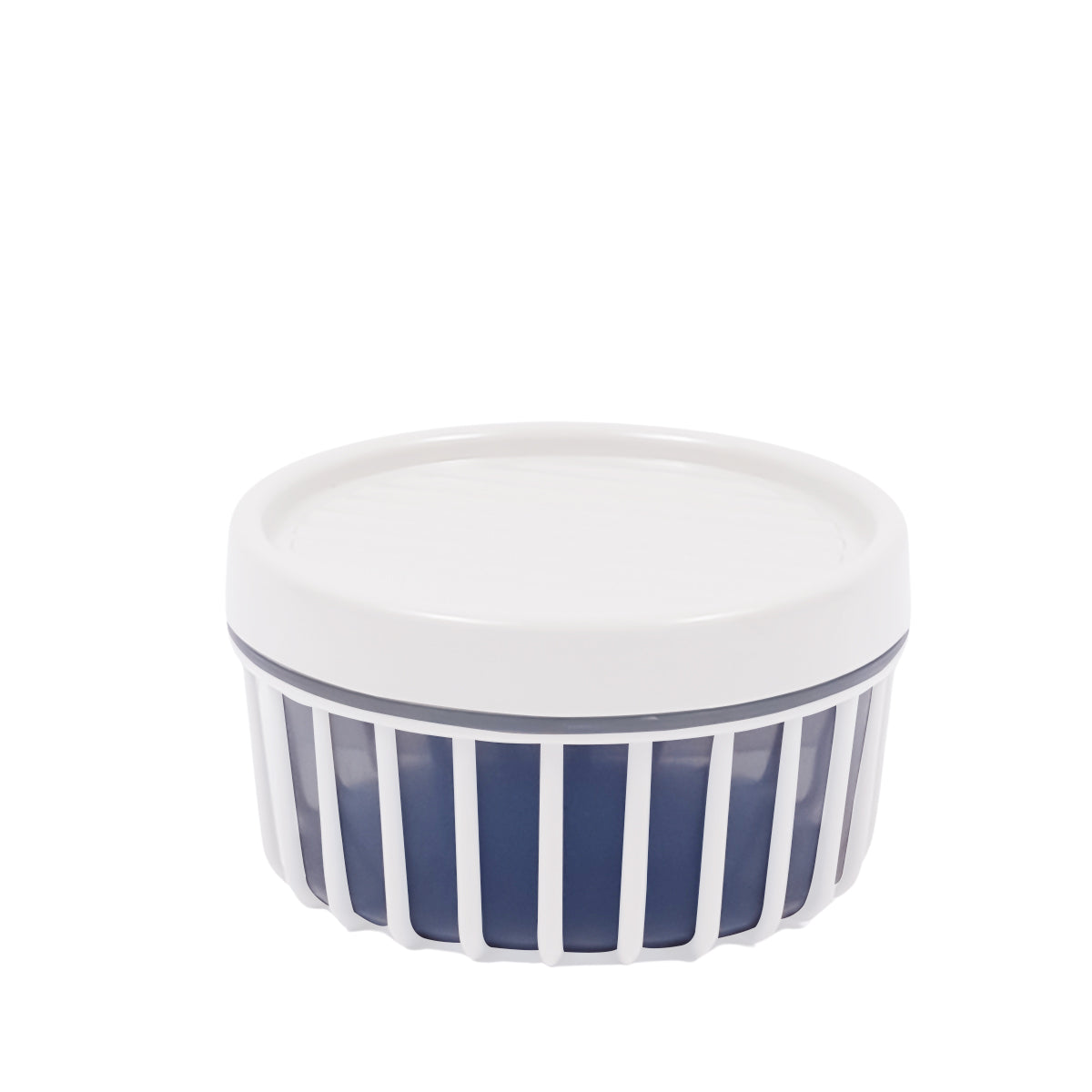 1pc Stripe Small Plastic Storage Jars with Airtight Lids 400 ml– Teal Green, Red, White & Grey - Habitt
