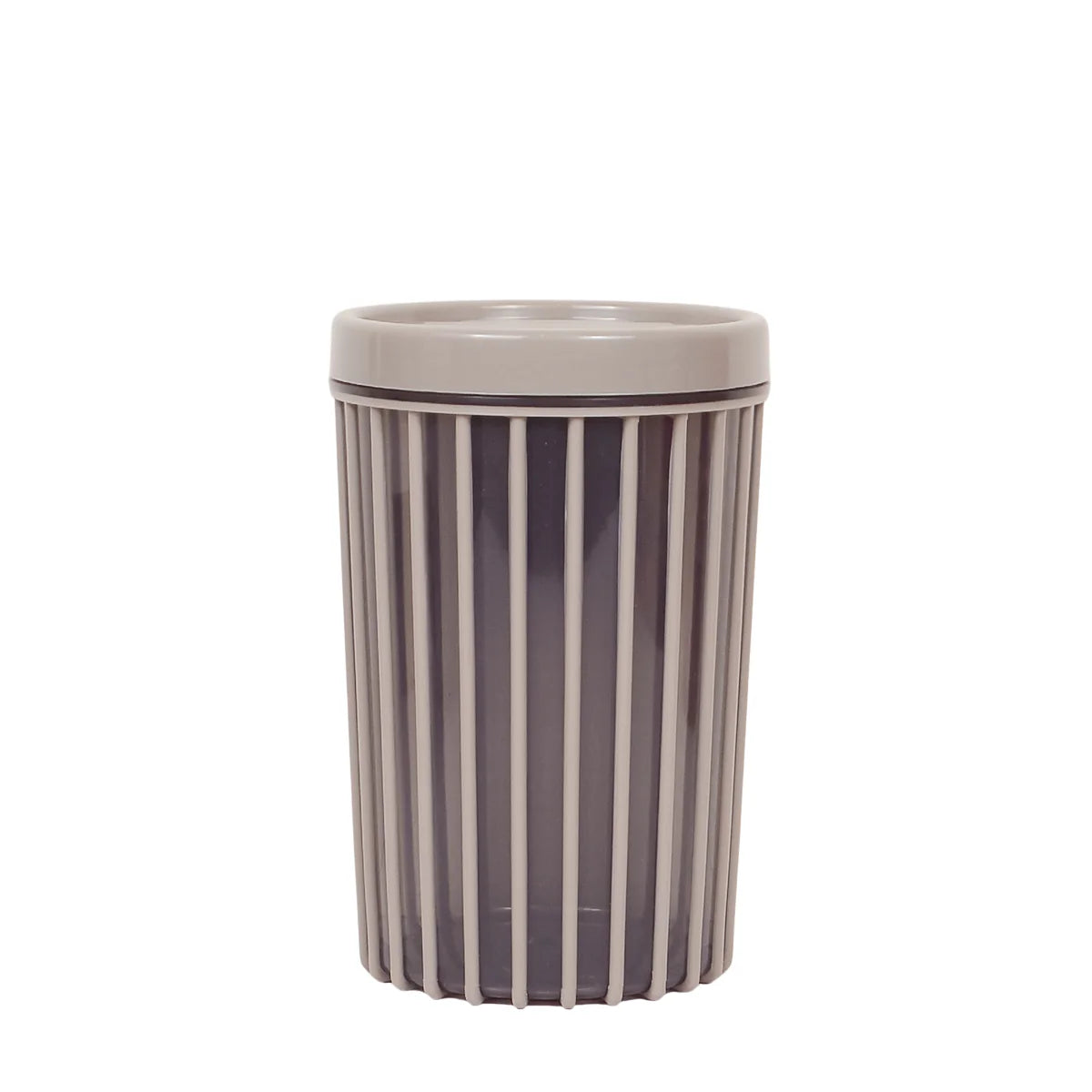 1pc Large Stripe Storage Jar 1500ml – Airtight Plastic Kitchen Container for Dry Food, Coffee, Snacks & Spices (Red, Grey, Green,White) - Habitt
