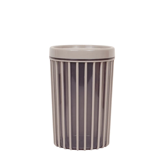 1pc Large Stripe Storage Jar 1500ml – Airtight Plastic Kitchen Container for Dry Food, Coffee, Snacks & Spices (Red, Grey, Green,White) - Habitt