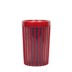 1pc Large Stripe Storage Jar 1500ml – Airtight Plastic Kitchen Container for Dry Food, Coffee, Snacks & Spices (Red, Grey, Green,White) - Habitt