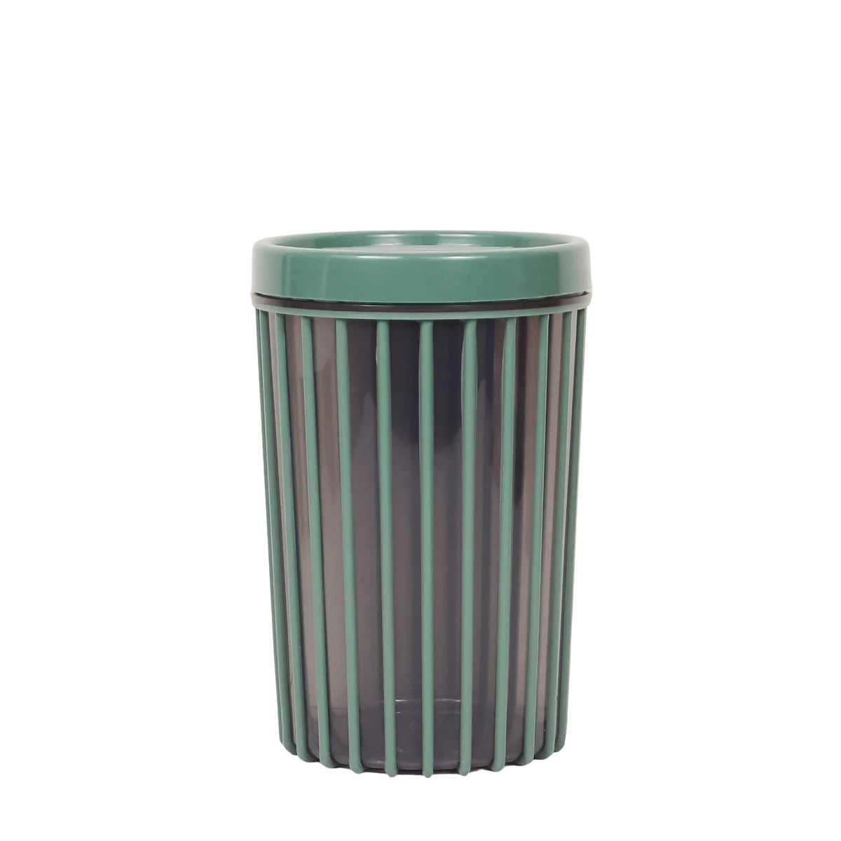 1pc Large Stripe Storage Jar 1500ml – Airtight Plastic Kitchen Container for Dry Food, Coffee, Snacks & Spices (Red, Grey, Green,White) - Habitt