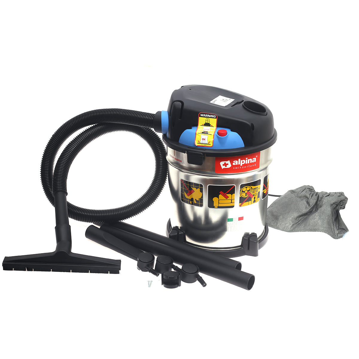 Alpina SF-20-SB Wet & Dry Vacuum Cleaner – Heavy-Duty Stainless Steel Drum, Powerful Multipurpose Cleaning System - Habitt