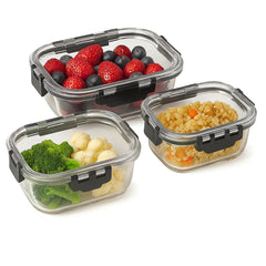 Food Storage Container Set – Leak-Proof with Black Snap-Lock Lids (410ml, 680ml, 1040ml) - Habitt