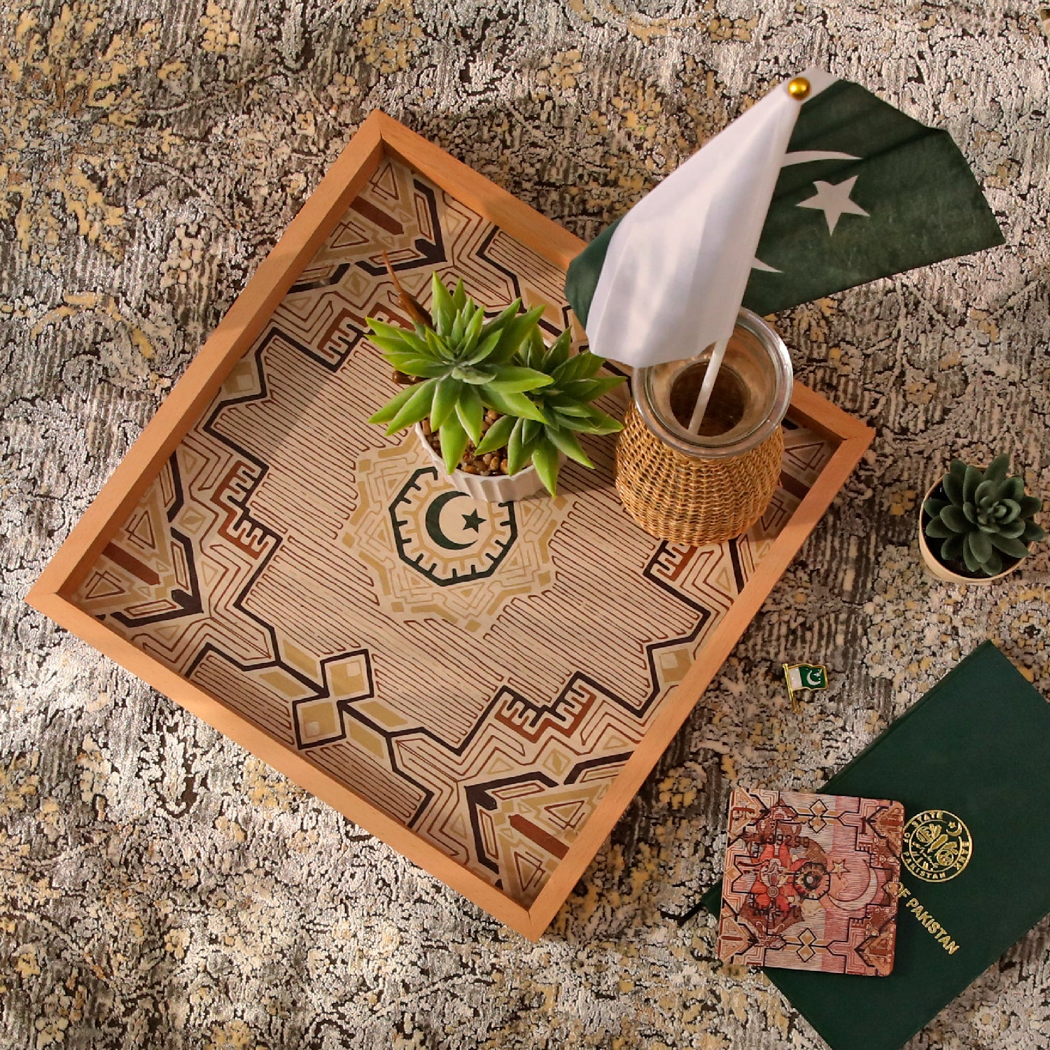 Marzipan Wooden Serving Tray – 13x13 Inch Decorative Square Tray - Habitt