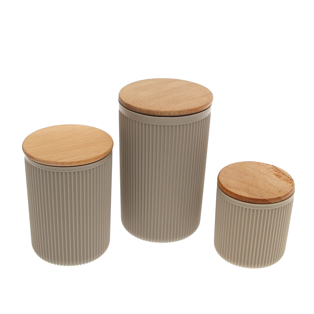 3 Pcs Retro Storage Box Set with Wooden Lids – Airtight Kitchen Containers for Tea, Coffee, Sugar & Snacks - Habitt