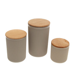 3 Pcs Retro Storage Box Set with Wooden Lids – Airtight Kitchen Containers for Tea, Coffee, Sugar & Snacks - Habitt
