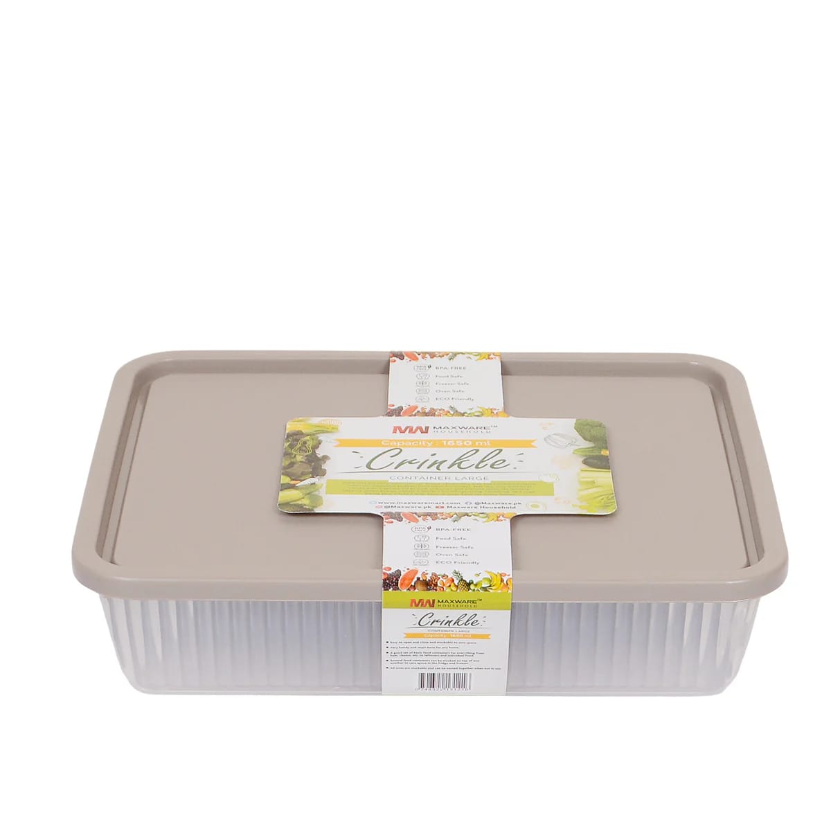 1pc Crinkle Container Large (Assorted) – 1650 ml BPA Storage Box - Habitt