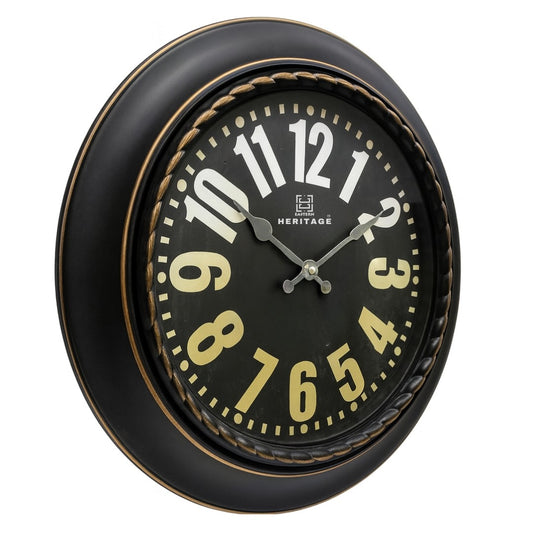 Heritage Wall Clock Ocean 2 – 18 Inch Vintage Black Decorative Wall Clock - Habitt