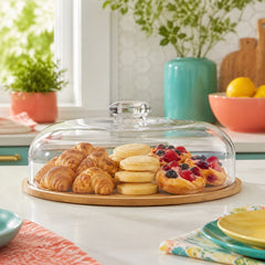 Small Cake Dish with Cover & Serving Base – Dessert Display Dish for Cakes, Pastries, Cookies & Snacks