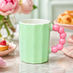 Pastel Ceramic Coffee Mug with Beaded Handle – Cute Tea & Coffee Cup