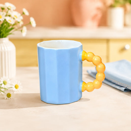 Pastel Ceramic Coffee Mug with Beaded Handle – Cute Tea & Coffee Cup
