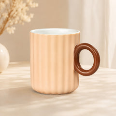 Pastel Ribbed Ceramic Coffee Mug with Round Handle – Colourful Tea & Coffee Cup