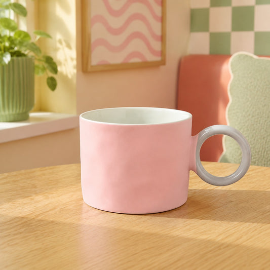Pastel Ceramic Mug with Round Handle