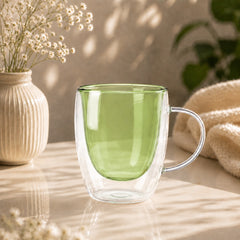 Coloured Double-Wall Glass Mug
