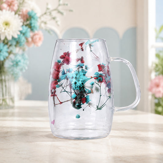 Floral Double-Wall Glass Mug