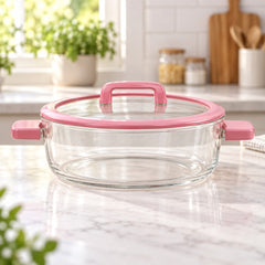 Colorful Double Handle Glass Pot 1.8L – Stylish Heat-Resistant Cooking & Serving Pot