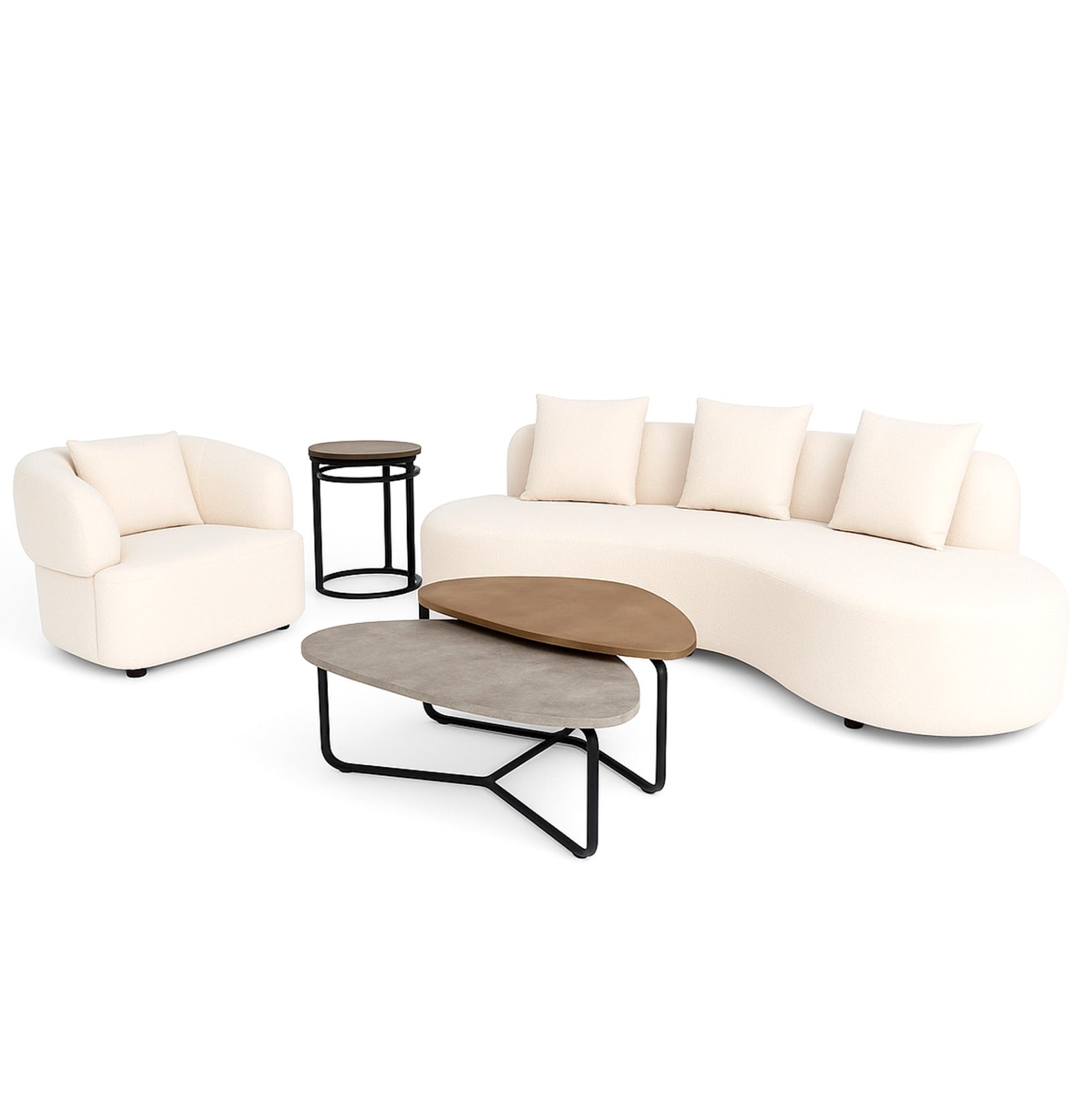 Luna Curve Sofa Set – Stylish Curved Design with Luxurious Comfort - Habitt