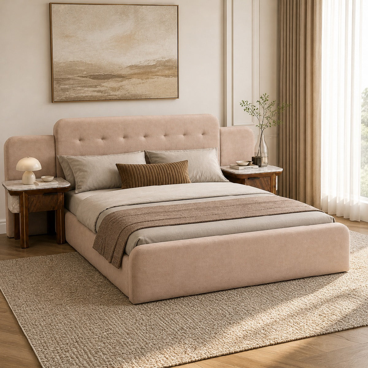 Clara King Size Bed with Side Tables