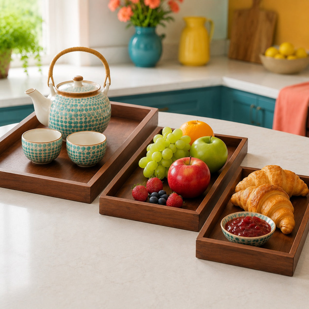 3-Piece Tray Set – Multipurpose Serving Trays for Kitchen, Dining & Home