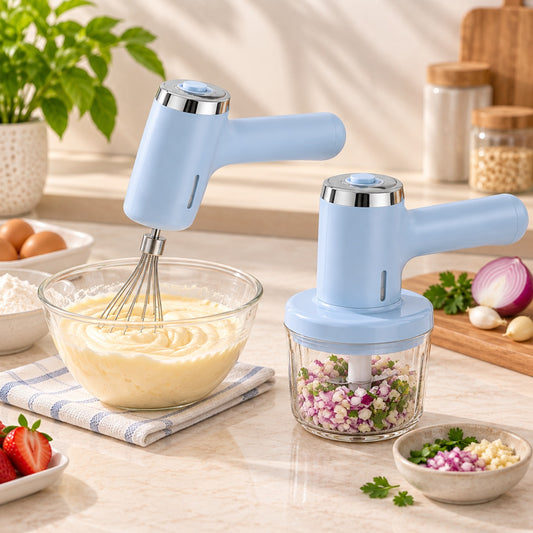 1Pc Electric Egg Beater & Food Mixer – Portable Rechargeable Mini Chopper