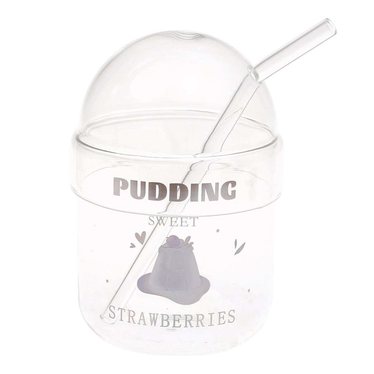Soda Glass – Transparent with Dome Lid & Straw - Habitt