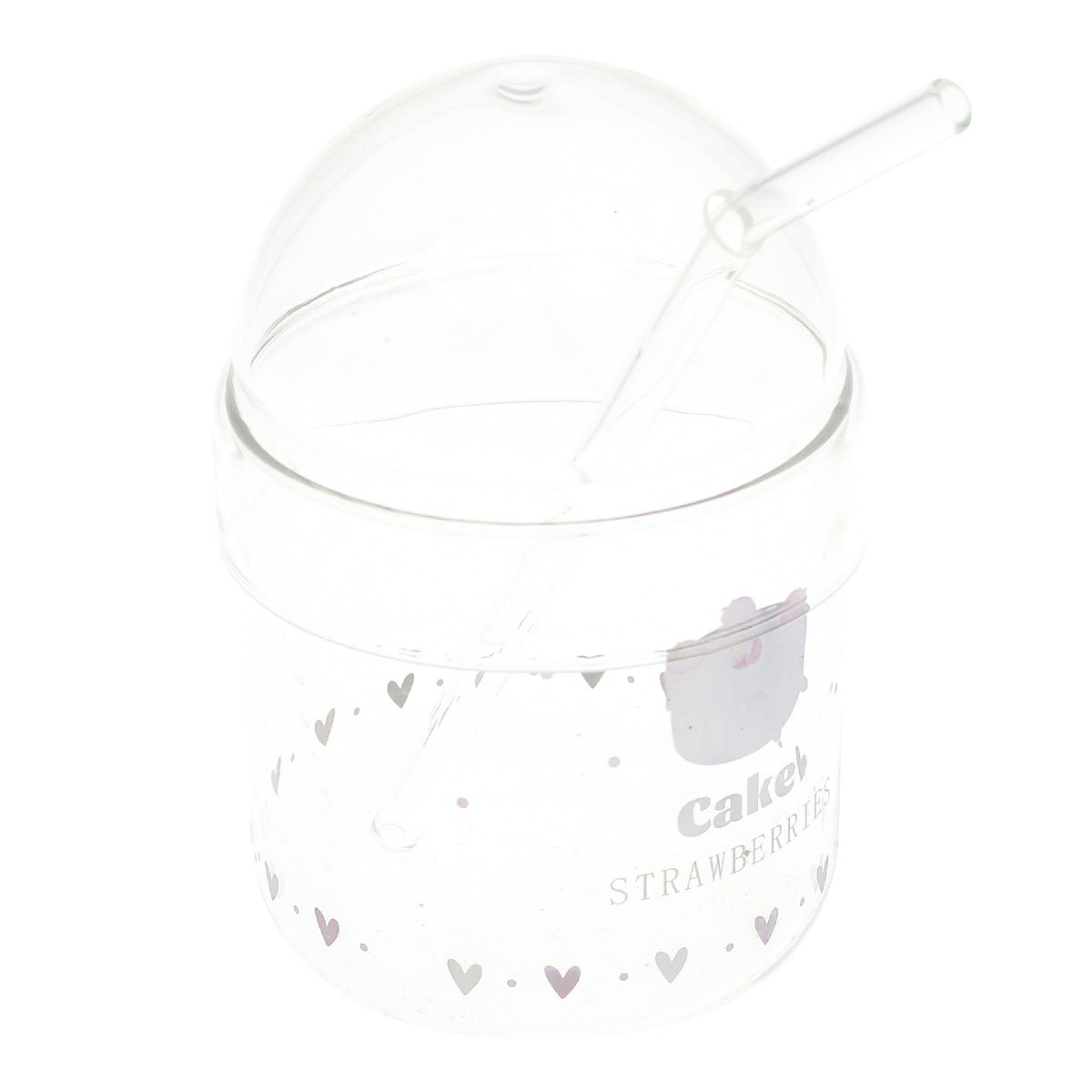Soda Glass – Transparent with Dome Lid & Straw - Habitt