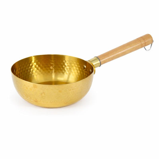 Golden Sauce Pan with Wooden Handle – Dot Style (16 cm / 18 cm) - Habitt