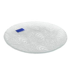Elegant Clear Pressed-Glass Dinner Plate with Peacock-Feather Pattern – 1 Piece, 267 mm Diameter - Habitt
