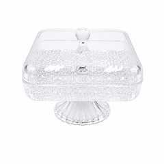 Square Crystal Dry Fruit Dish with Pedestal Stand – Small & Large