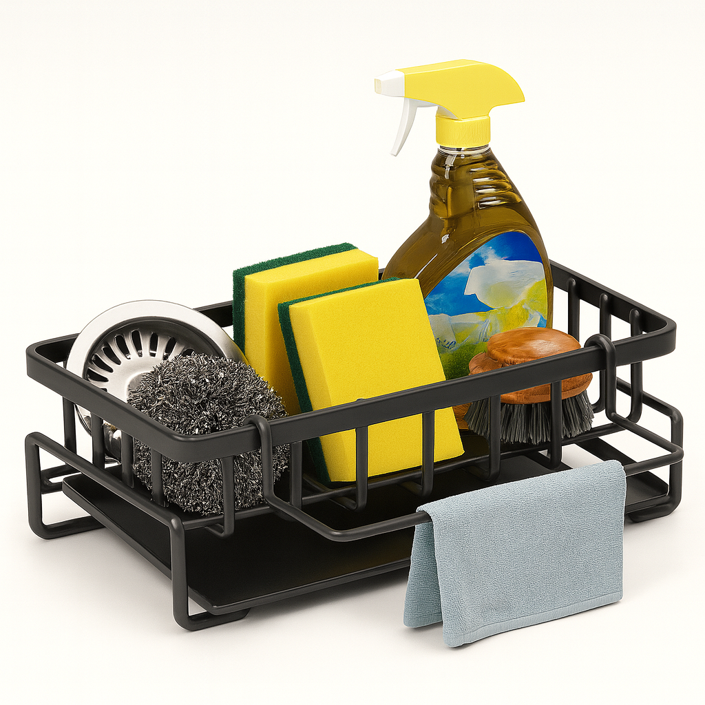 Heavy-Duty Iron Sink Rack for Organized Dishwashing Storage & Quick Drainage - Habitt