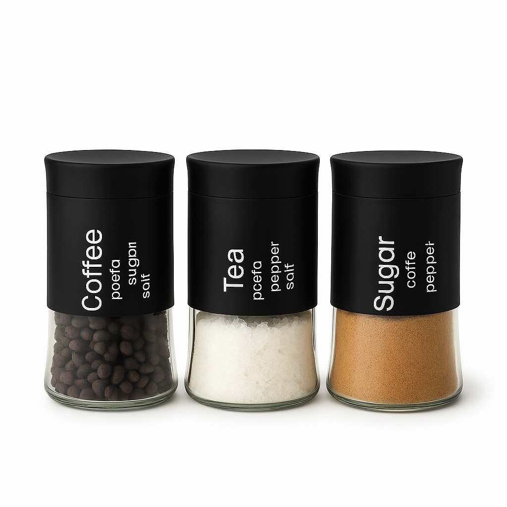 Black Glass Storage Jar Set – 3 Pieces small - Habitt