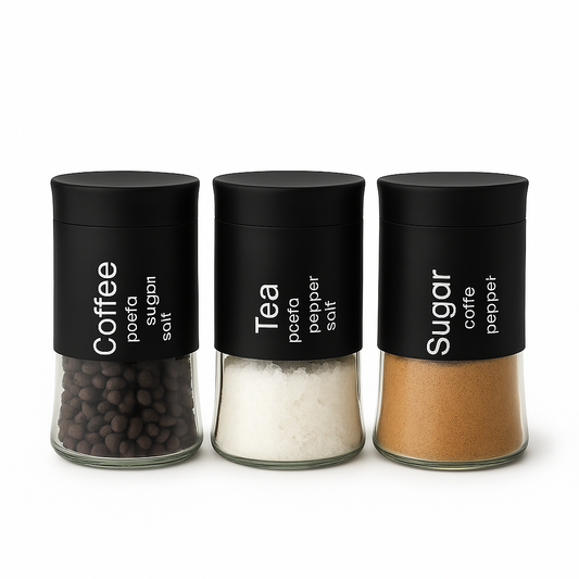 Black Glass Storage Jar Set – 3 Pieces small - Habitt