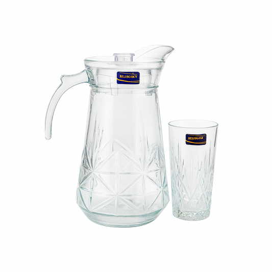 Star-Cut Premium Glass Water Set – 7-Piece Set (1.7 L Jug + 278 mL Glasses) - Habitt