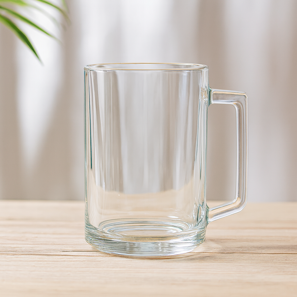560 ml Large Clear Glass Mug – Heavy-Duty Beverage Mug for Water, Juice, Coffee, Shakes & Daily Use (1 Pc) - Habitt