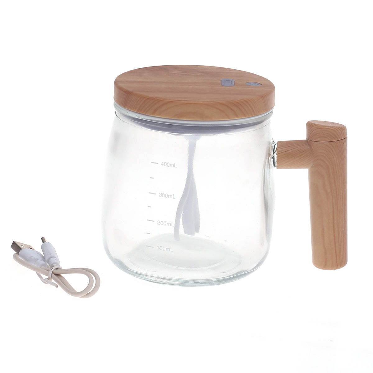 Coffee Beater Glass Mug – 400ml (USB Rechargeable) - Habitt