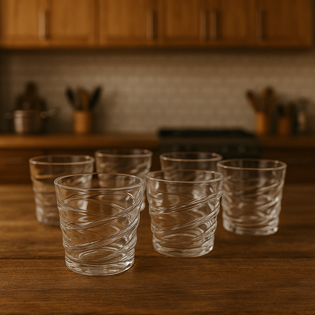 Swirl-Design Tumbler Glass Set 320 ml – Durable Everyday Drinkware (6 Pcs) - Habitt