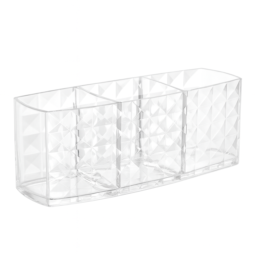 Crystal Clear Cosmetic Organizer – Multi-Slot Makeup Holder for Vanity & Dressing Table - Habitt