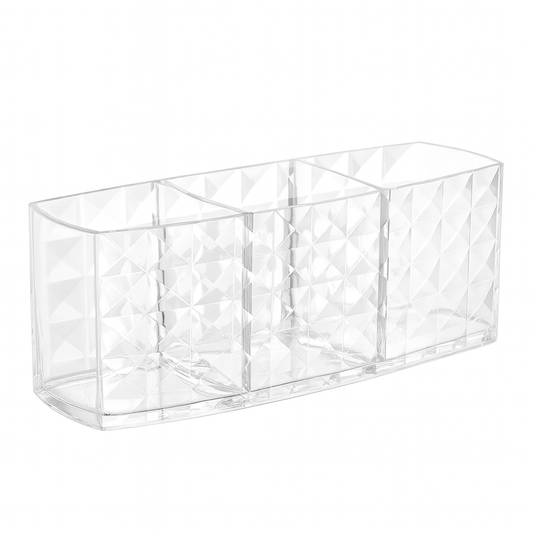 Crystal Clear Cosmetic Organizer – Multi-Slot Makeup Holder for Vanity & Dressing Table - Habitt