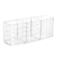 Crystal Clear Cosmetic Organizer – Multi-Slot Makeup Holder for Vanity & Dressing Table - Habitt
