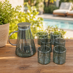 6 Piece Transparent Water Set with Jug | Drinkware Set