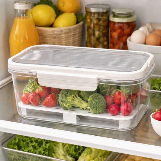 Acrylic Fridge Storage Box Medium – Clear Refrigerator Organizer with Lid - Habitt