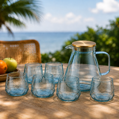 6 Piece Transparent Water Set with Jug | Drinkware Set
