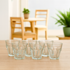 Faceted Clear Tumbler Glass Set 240 ml – Premium Everyday Drinkware (6 Pcs) - Habitt