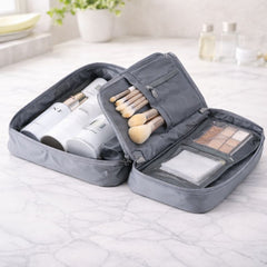 Travelling Cosmetic Pouch – Foldable Makeup Organizer with Zipper Compartments - Habitt