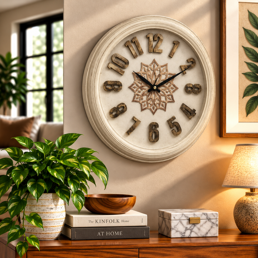 Heritage Wall Clock Sunrise 3D – 18 Inch Elegant Decorative Wall Clock (Plastic)