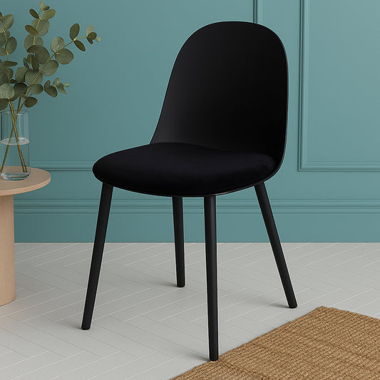 Sora Dining Chair – Modern Molded Seat with Cushion (Pink, Grey, White, Black, Yellow) - Habitt