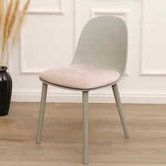Sora Dining Chair – Modern Molded Seat with Cushion (Pink, Grey, White, Black, Yellow) - Habitt