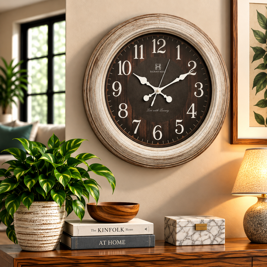 SUNRISE PLAIN 18" Modern Wall Clock – Brushed Silver Frame with Black Dial
