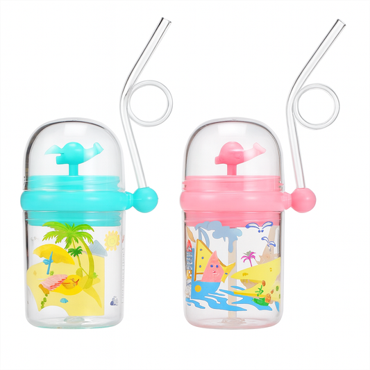 1Pc Kids Cartoon Water Bottle with Straw (Assorted) – Cute TV Style Sippy Cup (Assorted Colors) - Habitt